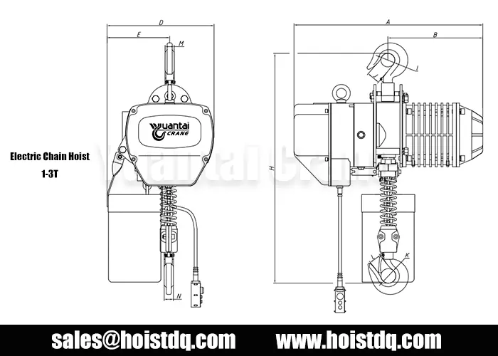 1-3 ton electric chain hoist design drawing