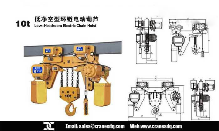 10 ton low headroom electric chain hoist