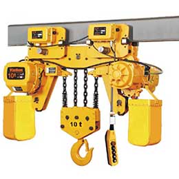 10 ton low headroom hoist, 4 chain falls