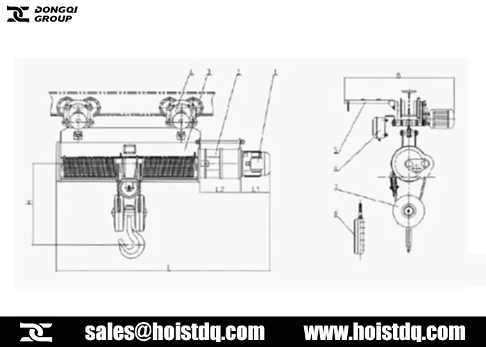 10 ton wire rope hoist design drawing