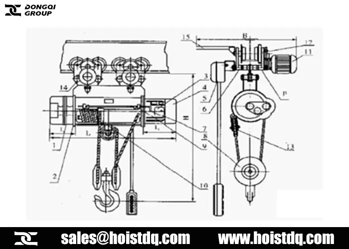 16 ton wire rope hoist design drawing