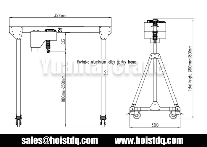 2 Ton Adjustable Aluminium Gantry Crane for Cleanroom in Netherlands 2 2 ton aluminum portable gantry crane design drawing