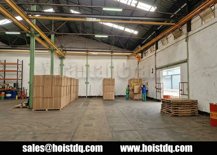 2 Ton Electric Chain Hoist with Motorized Trolley in Lithuania 1 2 ton electric chain hoist in Lithuania warehouse
