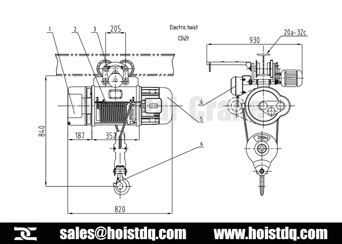 2 ton wire rope hoist malaysia design drawing