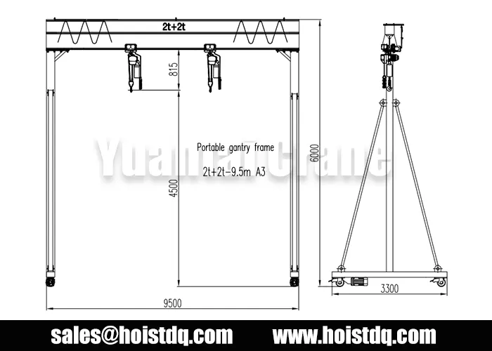 2t+2t Motorized Portable Gantry Cranes Delivered to Philippines 2 2t + 2t portable gantry crane design drawing