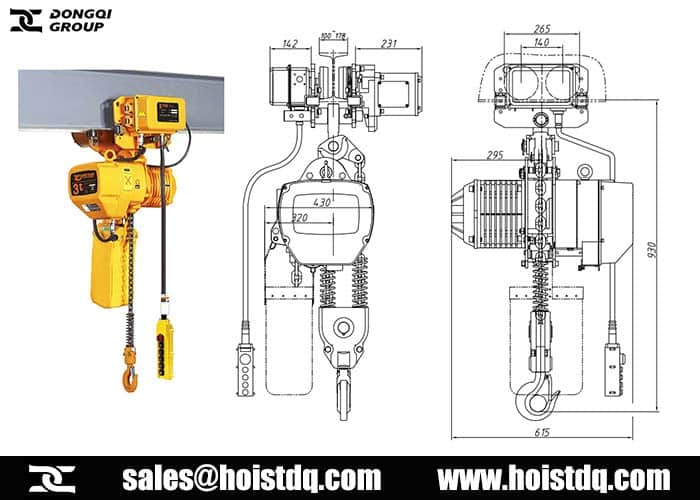 3 ton electric chain hoist design drawing