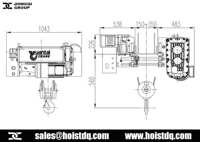 3 ton electric monorail hoist design drawing