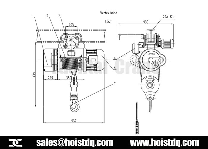 3 ton wire rope hoist malaysia design drawing