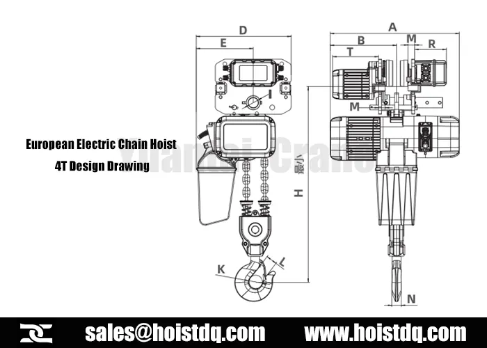 4 ton european electric chain hoist design drawing