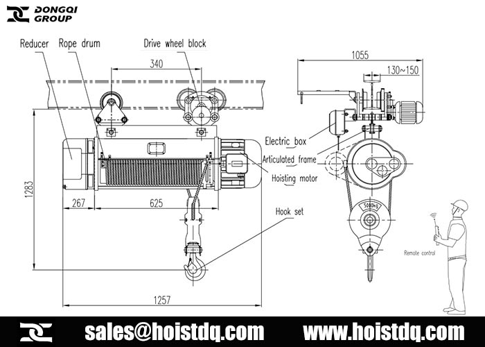 4t double speed wire rope hoist design drawing