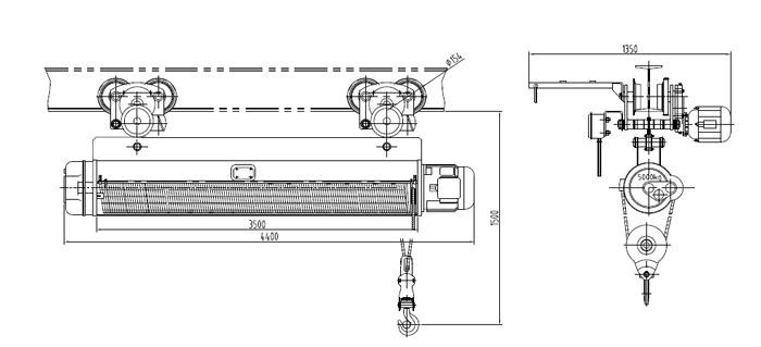 Electric hoist drawing for the custom hoist with 100 m lifting height