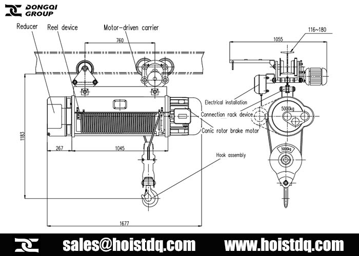 5 ton double speed hoist design drawing