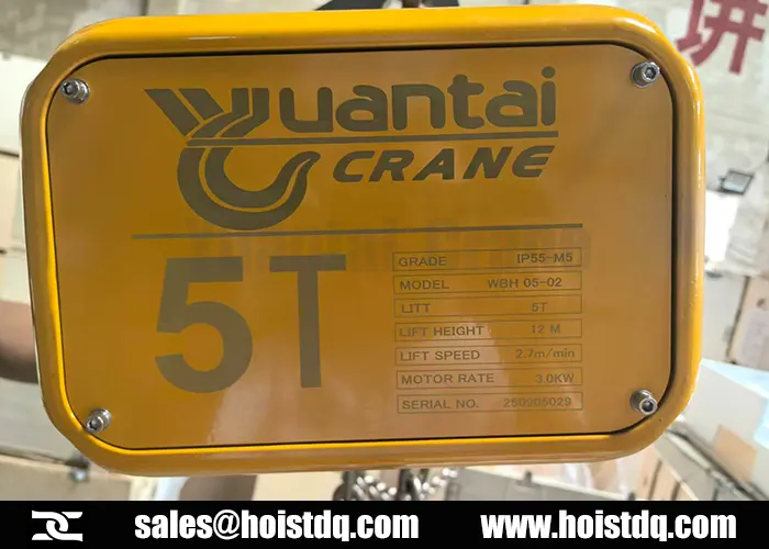 European Electric Chain Hoist 5 Ton for Angola Cement Plant