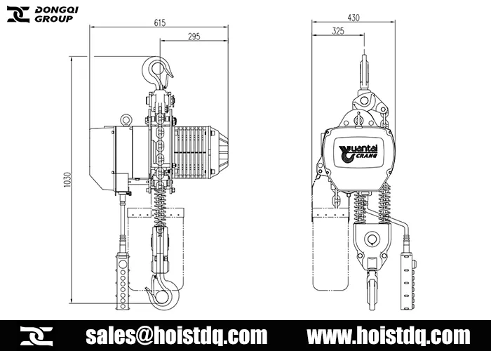 5 ton 5m electric chain hoist design drawing