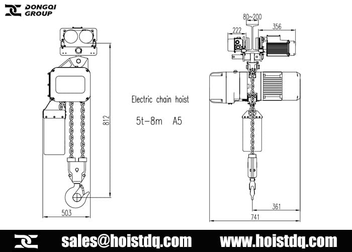 5t European electric chain hoist design drawing