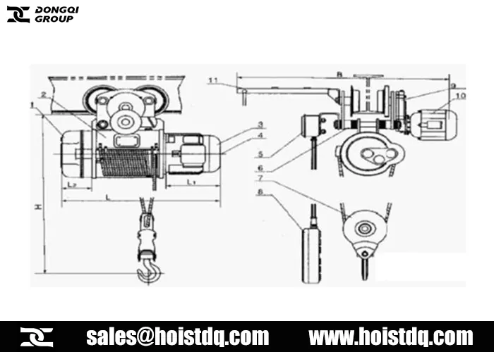 5 ton wire rope hoist design drawing