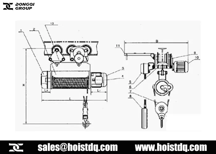 5 ton electric rope hoist design drawing
