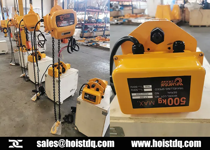 500kg electric chain hoist with trolley for peru