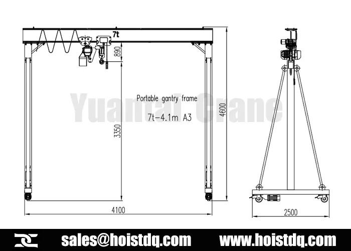 7 ton portable gantry crane design drawing