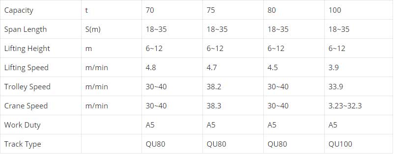 80 ton gantry crane specification