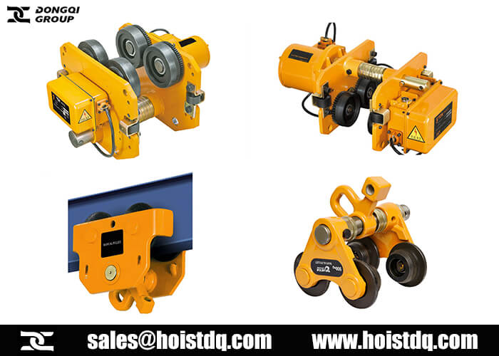 Powered and manual hoist trolleys for electric chain hoist