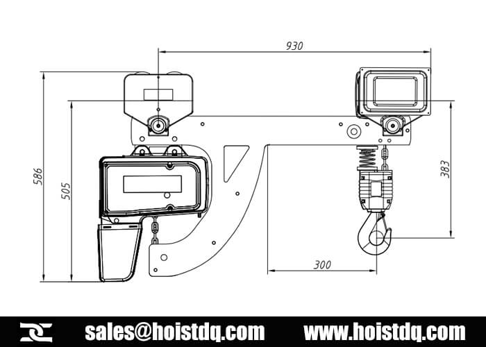 1 ton low headroom european chain hoist design