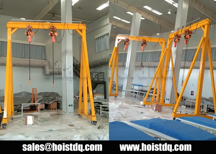 2t+2t Motorized Portable Gantry Cranes Delivered to Philippines 1 double hoist portable gantry crane in Philippines