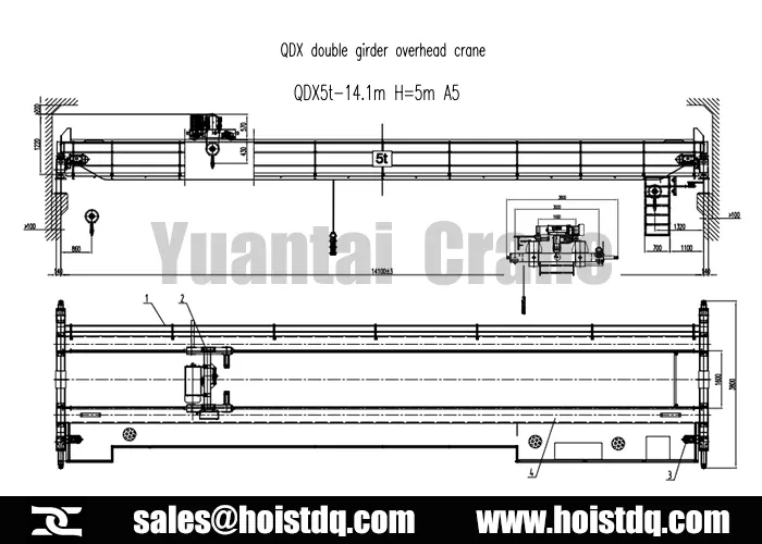 euro design 5 ton double girder overhead crane design for pakistan