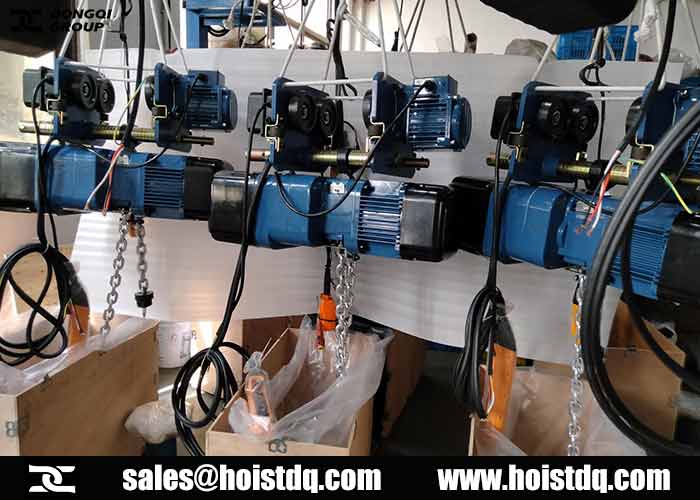 5T European Electric Chain Hoist With Trolley for Sale to Mauritius