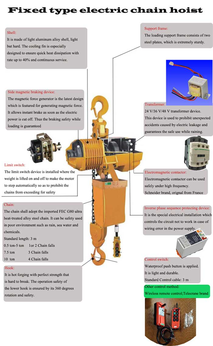 Fixed type electric chain hoist