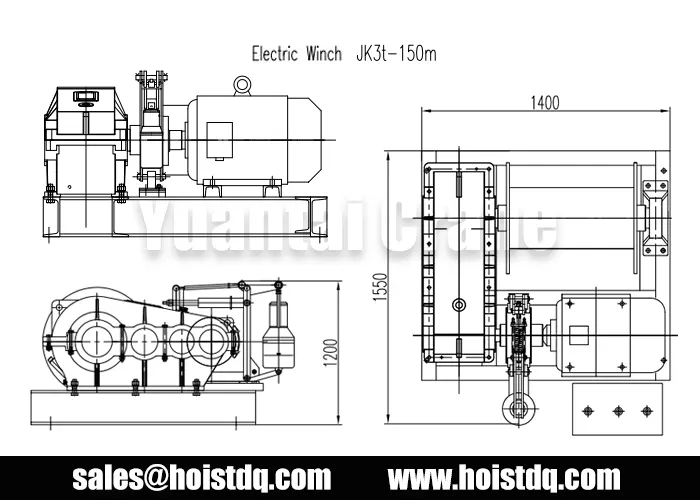 Tanzania: 3 Ton JK High Speed Electric Winch for Mining Shaft 1 3 ton 150m JK high speed electric winch design