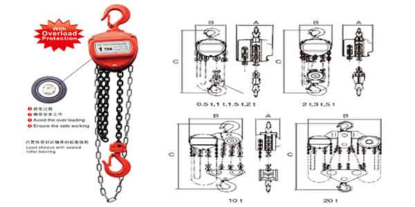 CK type chain blocks and manual chain hoist drawing