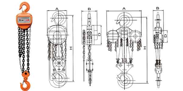 HS C series manual hoist and manual hoist drawing