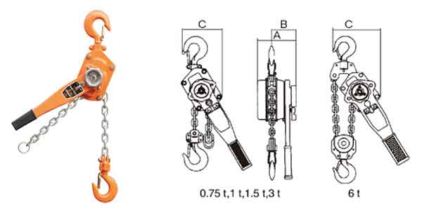 VC-A series manual hoist and manual hoist drawing