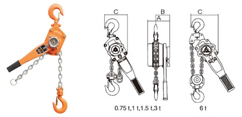 VC-A series manual hoist and manual hoist drawing