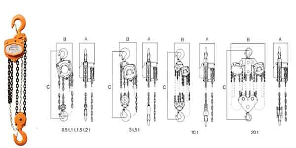 VC-B manual chain hoist and chain hoist drawings