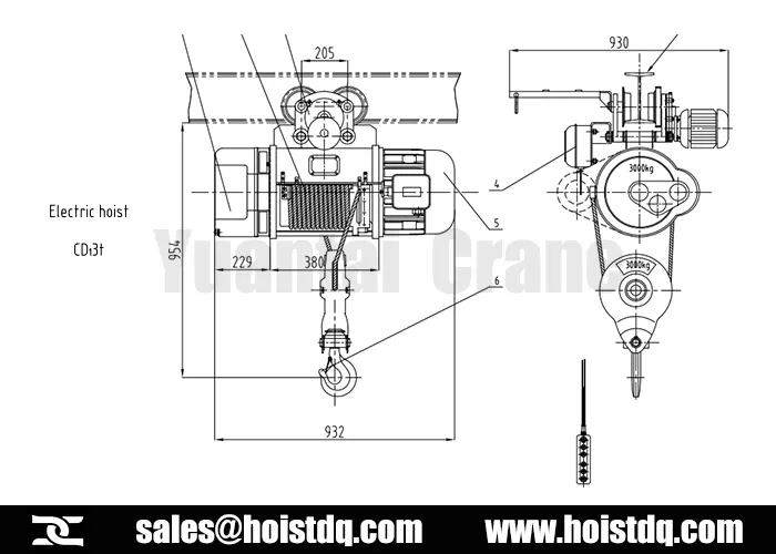 single speed 3 ton wire rope hoist design
