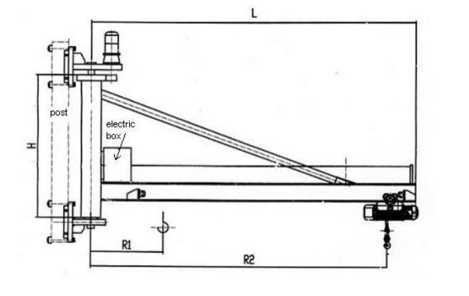 Sketch of wall mounted jib crane