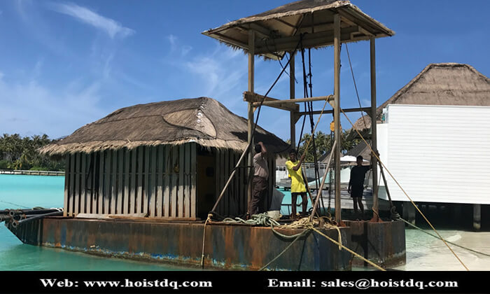 Electric wire rope hoist for marine work in Maldives